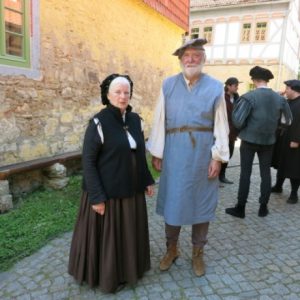 Marita Gräve und Gottfried Forstmann in Thüringen, als Komparsen zum Fernsehfilm "Katharina Luther"